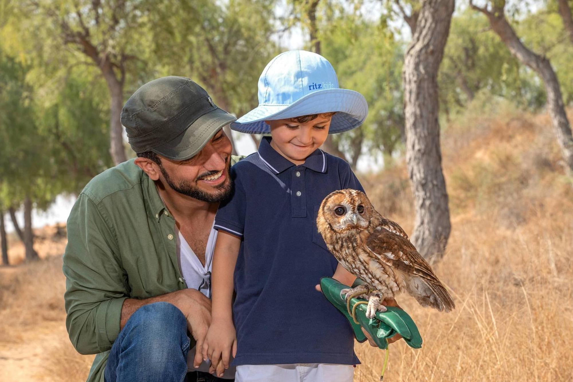 The Ritz-Carlton Ras Al Khaimah, Al Wadi Desert Bagian luar foto A father and son with a tawny frogmouth